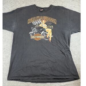 VINTAGE Y2K Harley Davidson Texan Shirt Mens XL Black Motorcycle Tee Streetwear